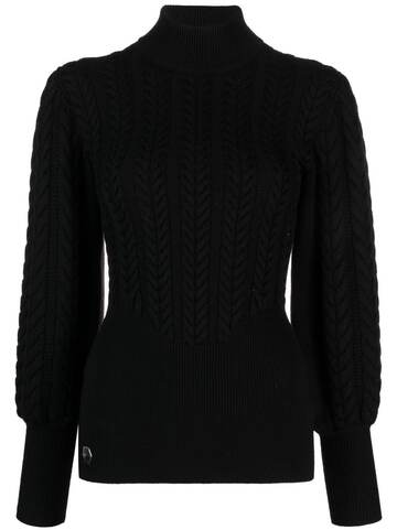 philipp plein cable-knit high-neck jumper - black