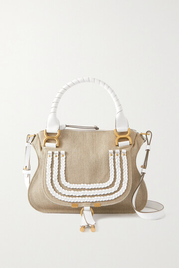 Chloé Chloé - Marcie Small Leather-trimmed Linen Tote - White