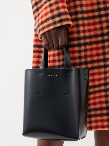 marni - museo mini leather tote bag - womens - black