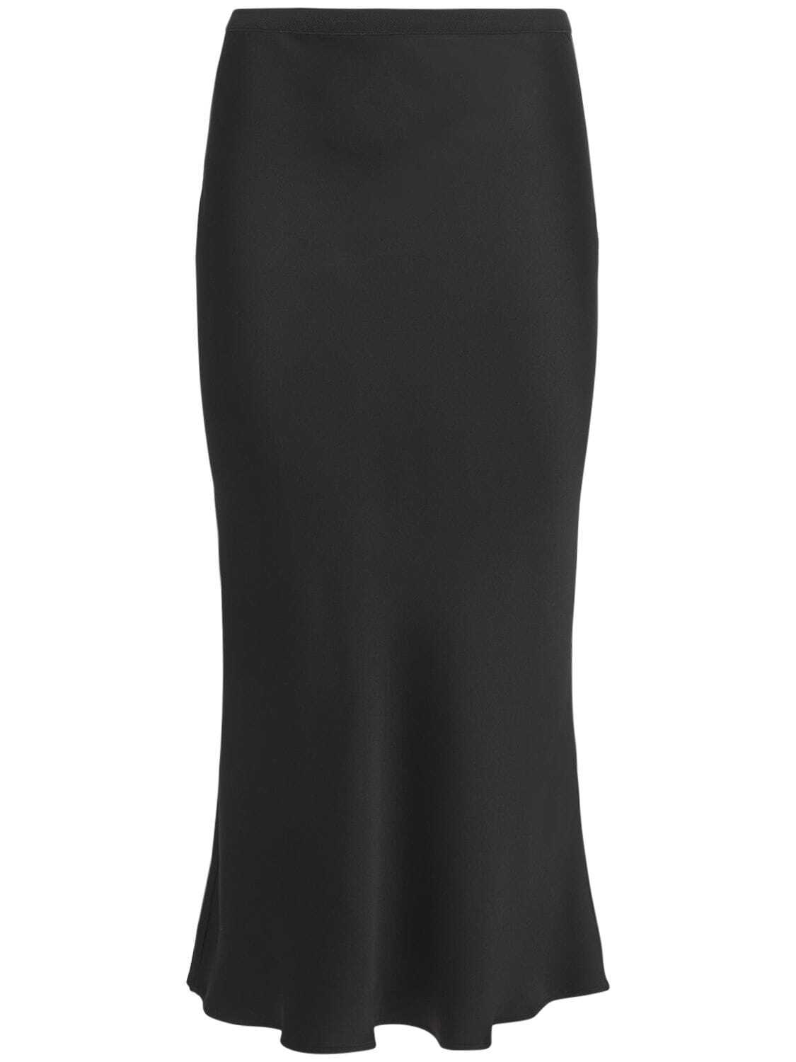 ANINE BING Bar Silk Satin Midi Skirt in black