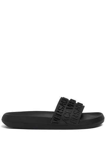 versace logo rubber slide sandals in black