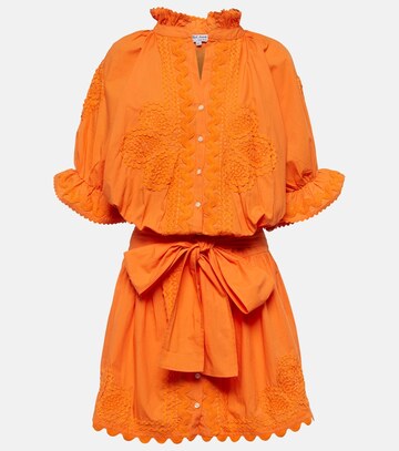 juliet dunn cotton poplin shirt dress in orange