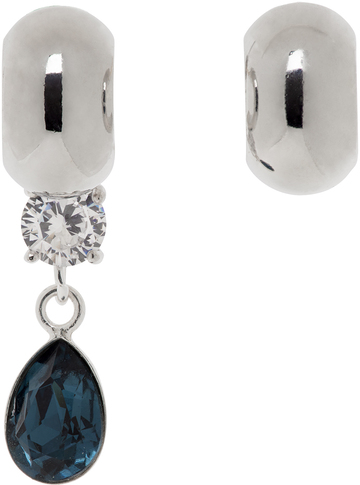 Mounser Silver Glint Huggie Earrings in indigo