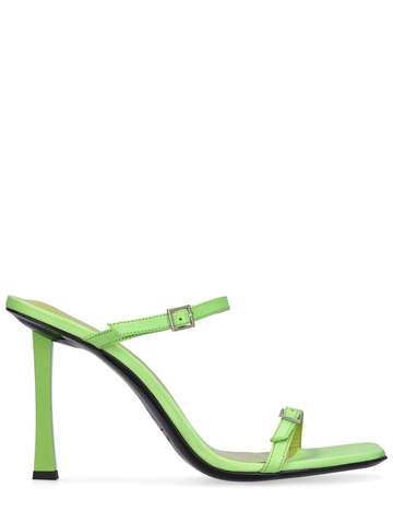 BY FAR 90mm Flick Leather Sandals in green