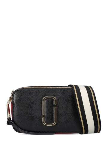 MARC JACOBS (THE) The Snapshot Leather Shoulder Bag in black / red