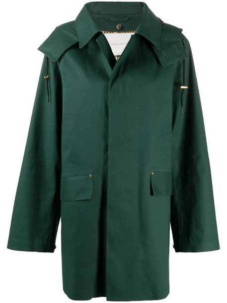 Mackintosh single-breasted mid-length coat in green