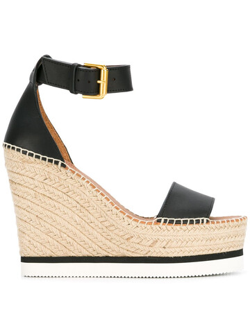 see by chloé see by chloé espadrille wedge sandals - black
