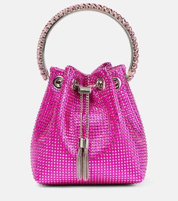 jimmy choo bon bon small embellished bucket bag in pink