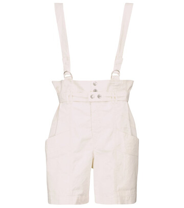 isabel marant effie linen and cotton suspender shorts in white