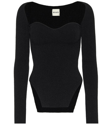 khaite maddy ribbed-knit top in black