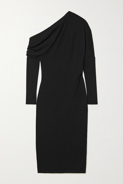 TOM FORD - One-shoulder Cashmere And Silk-blend Midi Dress - Black