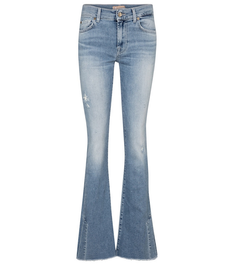 7 For All Mankind Split-hem mid-rise bootcut jeans in blue