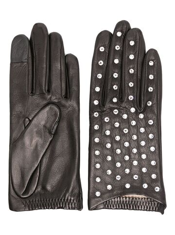 agnelle kate strass leather gloves - black