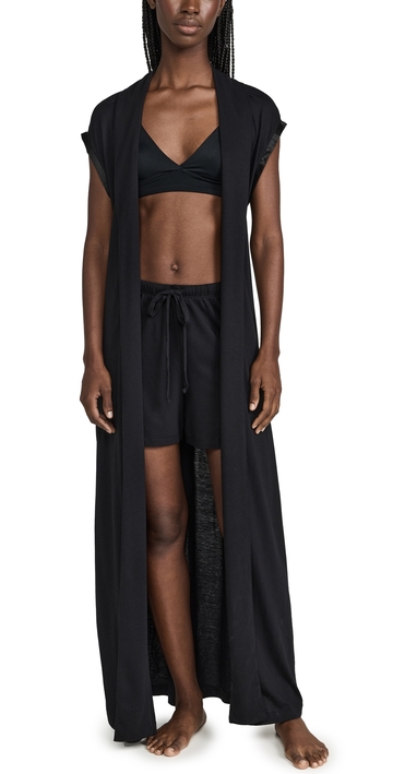 cosabella long robe & shorts set black xl