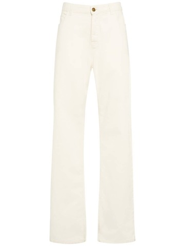 etro high rise cotton denim baggy jeans in white
