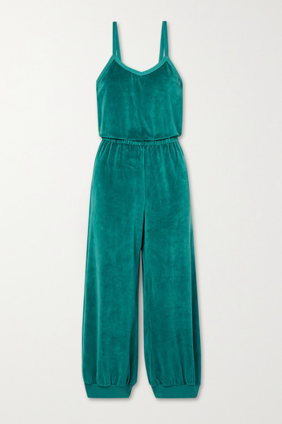 SUZIE KONDI - Tank Cropped Cotton-blend Velour Jumpsuit - Green