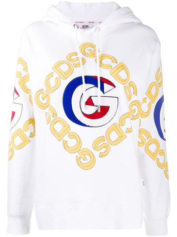 Gcds college logo print hoodie in white