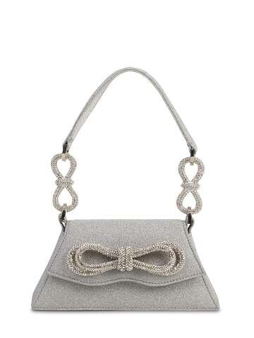 mach & mach mini samantha leather top handle bag in silver