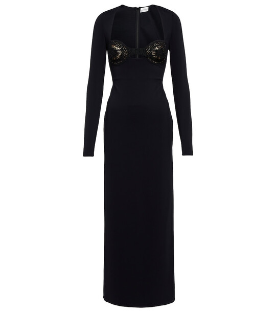 Magda Butrym Crochet-trimmed midi dress in black
