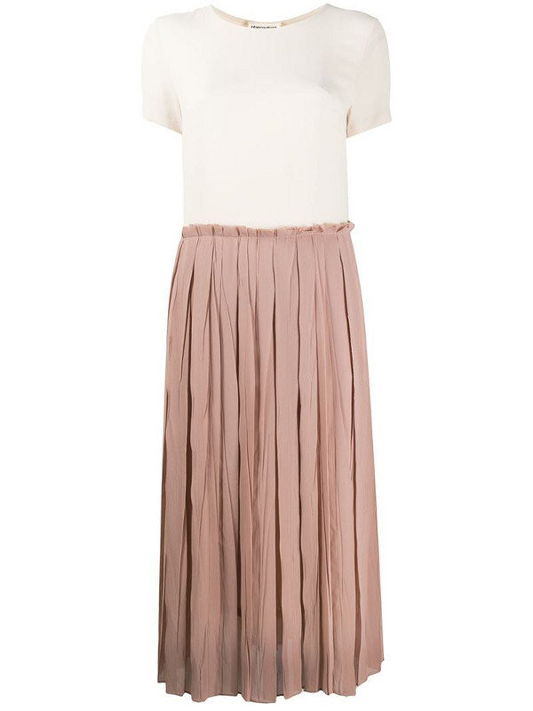 Semicouture crinkle pleated skirt in neutrals