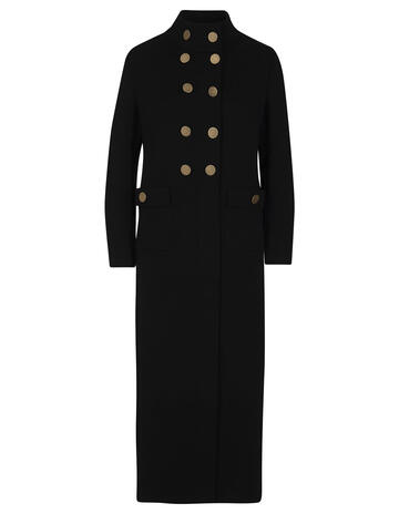 Charlott Woman Long Double-breasted Coat In Black Wool in nero