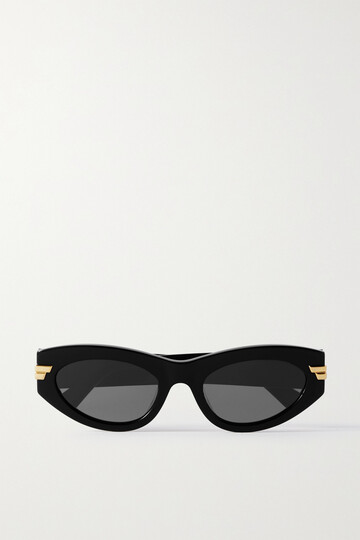 bottega veneta eyewear - original cat-eye acetate and gold-tone sunglasses - black
