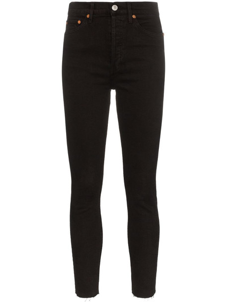 RE/DONE cropped high-rise skinny jeans in black