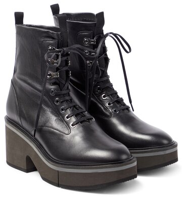 clergerie agnes leather lace-up boots in black