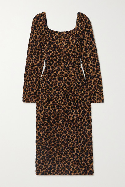 BY MALENE BIRGER - Amyna Ruched Leopard-print Stretch-jersey Midi Dress - Animal print