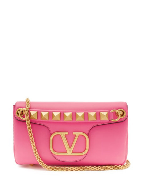 Valentino Garavani - V-logo Small Leather Shoulder Bag - Womens - Pink