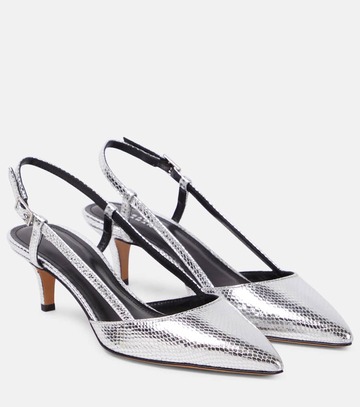 isabel marant pilia metallic leather slingback pumps in silver