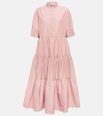redvalentino tiered cotton-blend midi dress in pink