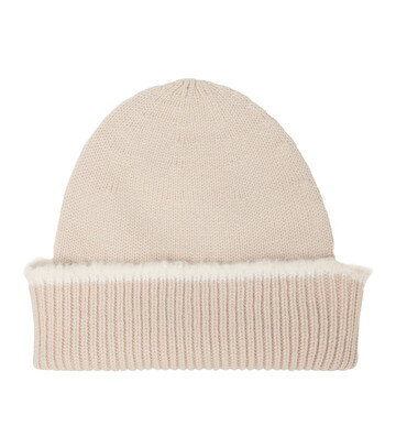 barrie ribbed-knit cashmere beanie in beige