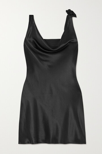 staud - delilah appliquéd draped satin mini dress - black