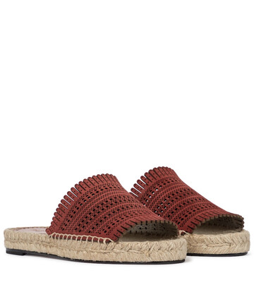 AlaÃ¯a Laser-cut leather espadrille sandals in red