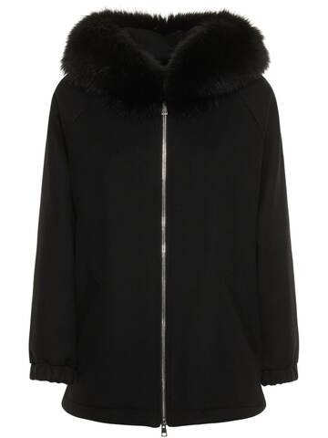 BLANCHA Oversize Padded Wool Parka W/ Fur Trim in black