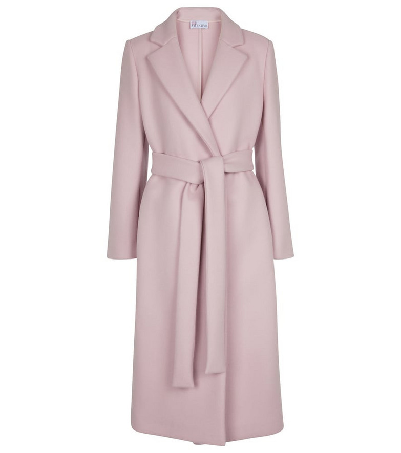RedValentino Belted double-face wool-blend coat in pink