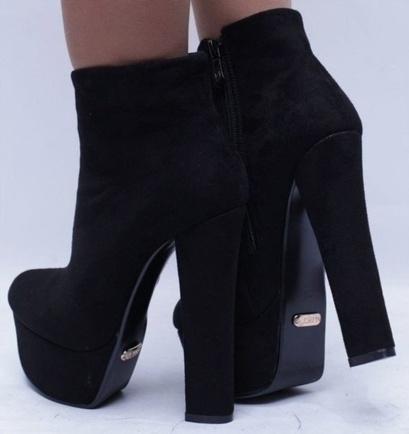 shoes high heels black ankle boots
