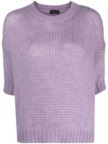 roberto collina wool-blend knitted t-shirt - purple