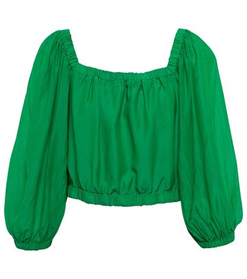 Velvet Cotton and silk top in green