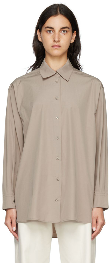 arch the taupe dropped shoulder shirt in brown