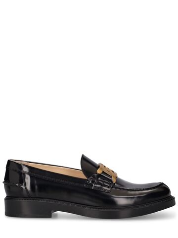 tod's brushed leather loafers in black