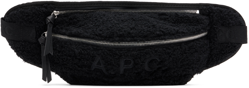 A.P.C. A.P.C. Black Faux-Shearling Belt Bag