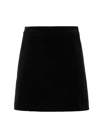 THEORY Wrap Stretch Cotton Mini Skirt in black