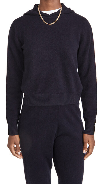 Naadam Cropped Cashmere Hoodie in navy
