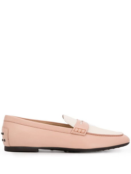 Tod's colour-block leather loafers in pink