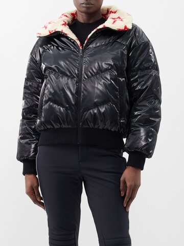 perfect moment - reversible fleece down ski jacket - womens - black