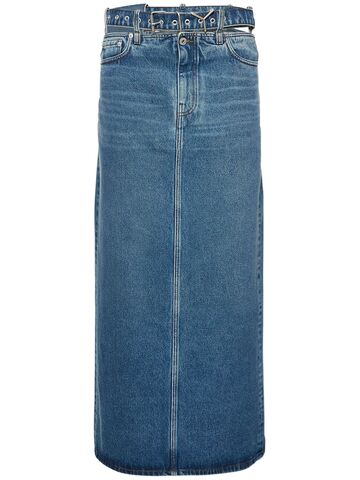 Y PROJECT Denim Midi Skirt W/logo Belt in blue