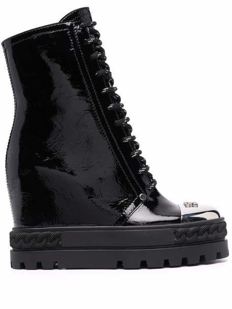Casadei wedge lace-up boots - Black