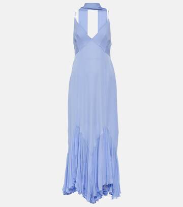 khaite candita silk maxi dress in blue